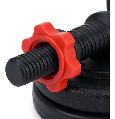 Set Norplat 2 Mancuernas + Barra + 20kg Discos Pesas Rojo Negro