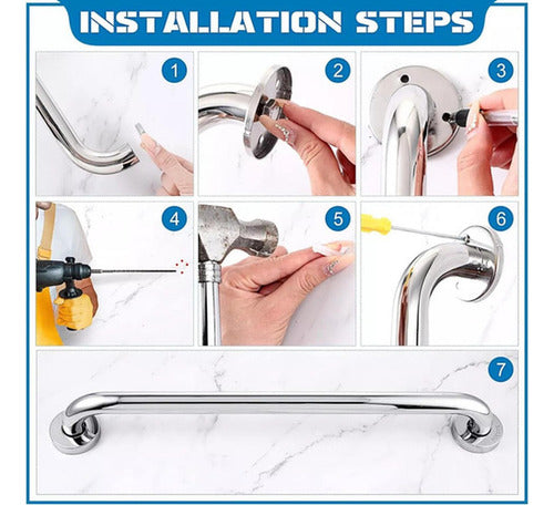Pack 3 Manillas Barra De Seguridad Baño Wc Ducha - Norplat Plateado