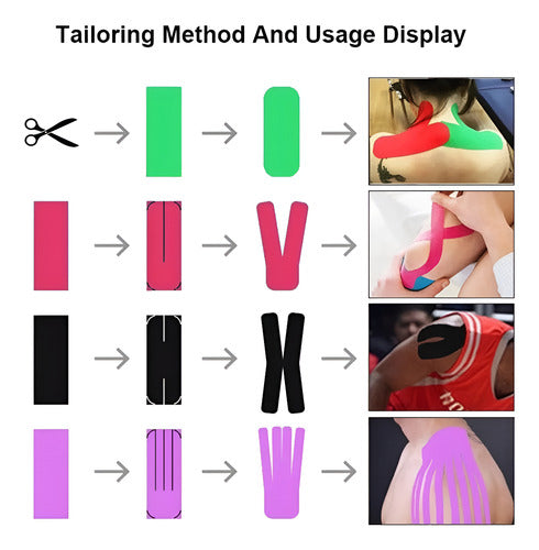 Cinta Kinesiológicas Vendaje Neuromuscular Tape X6pcs 5mx5cm Blanca - Negra - Piel