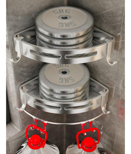 Repisas Esquineras Organizador Baño 2 Pisos Aluminio Norplat Plateado