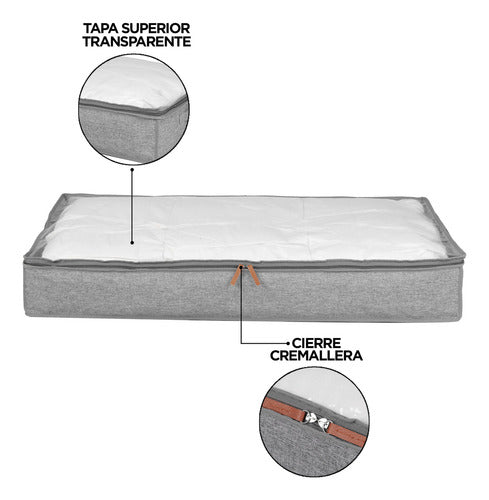 3 Bolsos Organizador De Ropa Ideal Bajo Cama 70 Lts Norplat Gris