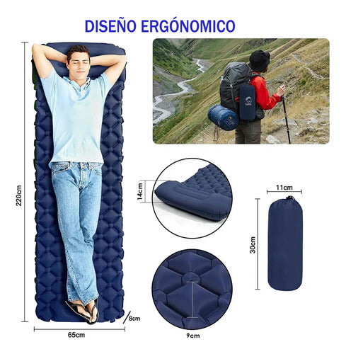 Colchoneta Inflable Plegable Norplat - Acampar Y Senderismo Azul Oscuro