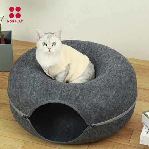 Tunel Cama Casa Gato Mascota Talle Grande - Wuf - Norplat Gris Oscuro