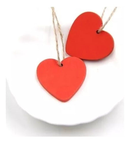 10 Piezas Corazones De Madera Adornos Navideños - Norplat Rojo