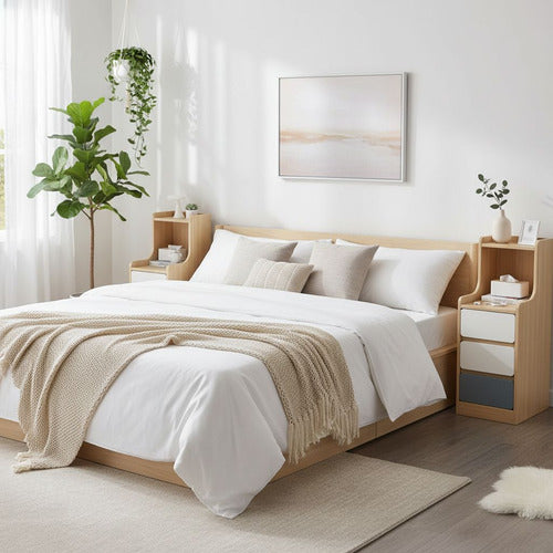 Velador Angosto Alto De Madera 3 Cajones 25*34*87cm Norplat Mate Madera