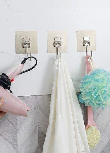 Pack 5 Unidades Gancho 8x8 Para Pared Metálico Con Adhesivo