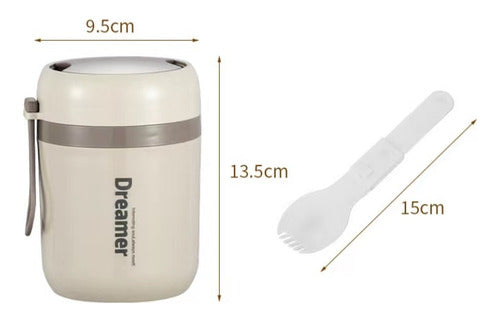 Termo Comida Acero Inoxidable 500ml Con Cuchara - Norplat Blanco