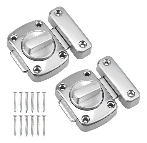 2 Pestillos Cerradura Puerta Gabinete Turn 40mm Baño Norplat Plateado