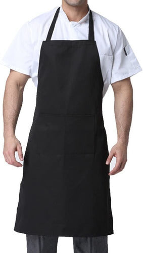 Pechera De Cocina Delantal Garzon Estilista Unisex Negro Liso