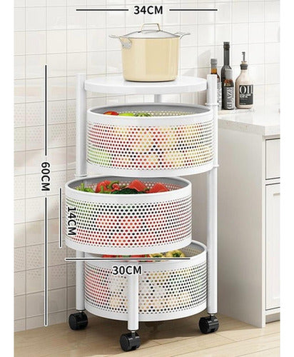 Estante Giratorio Organizador Frutero Metal 3 Pisos Norplat  Blanco