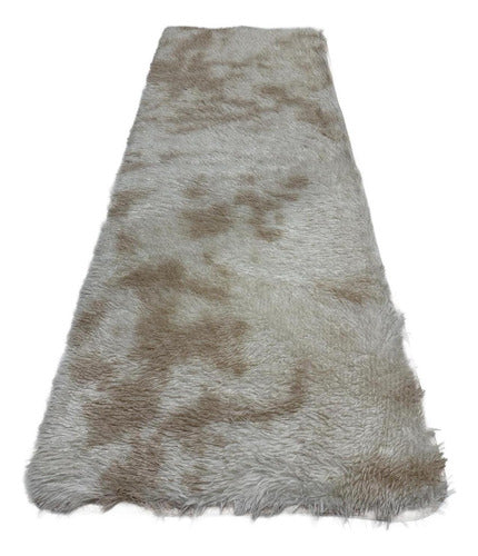 Alfombra Bajada De Cama Peluda 160x60cm 3cm Suave - Norplat Beige Camel Liso