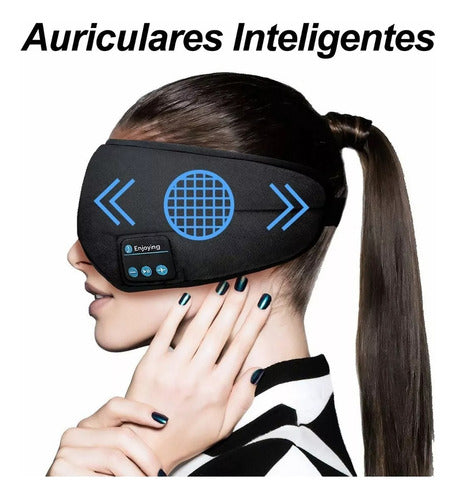 Antifaz Audífonos Bluetooth Inalámbricos Para Dormir Estéreo Negro Liso