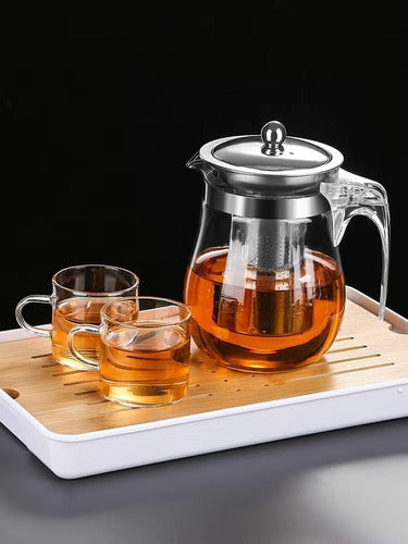 Set Tetera Té Acero Vintage Vidrio 500 Ml Premium - Cukin