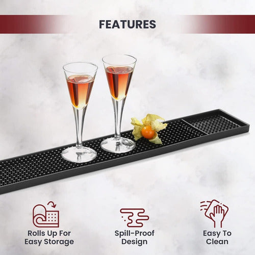Bar Mat 60 X 8cm Escurridor Vaso Copas Barmat Goma - Norplat