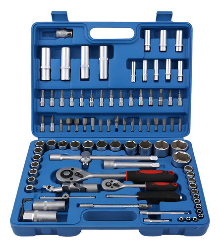 Caja Herramientas Dados Llaves 94 Piezas Acero Crv - Norplat Azul