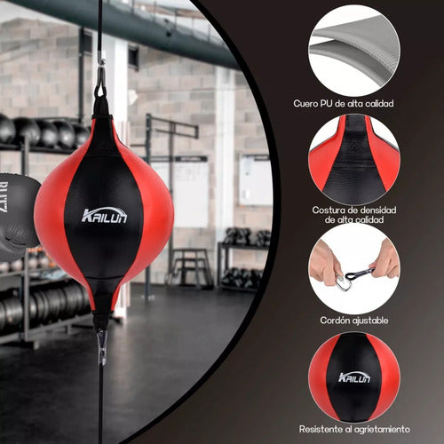 Pera Box Boxeo 2 Elásticos Punching Ball - Norplat Negro