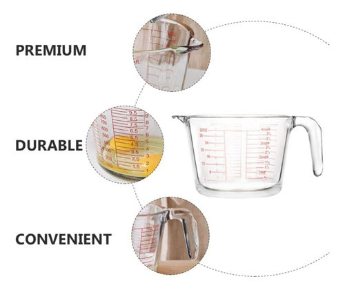 Jarra Medidora Vaso Medidor 500ml 16oz 2tzs Vidrio - Norplat 500ml
