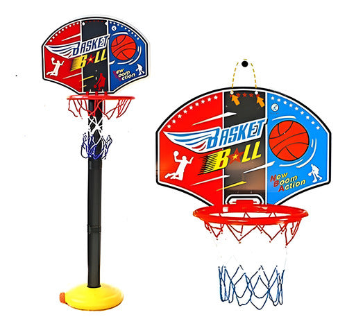 Set De Basketball Para Niños Aro Basquetbol Portátil Norplat Rojo