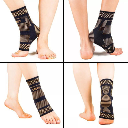 Pack 2 Tobillera Deportiva Compresión Con Fibra De Cobre Xl