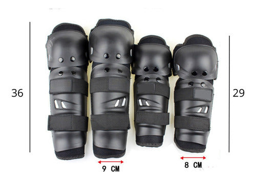 Set Rodilleras Y Coderas Articuladas Protección - Eciclos Negro M