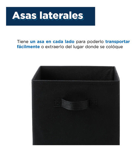 Kit 6 Cajas Organizadoras Cubo Plegables Closet Ropa Norplat Negro Lisa