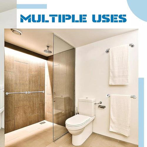 Pack 3 Manillas Barra De Seguridad Baño Wc Ducha - Norplat Plateado