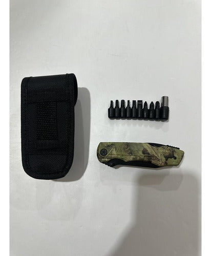 Cuchillo Tactico Navaja Multiherramienta Norplat Caza 20en1 Verde Camuflaje
