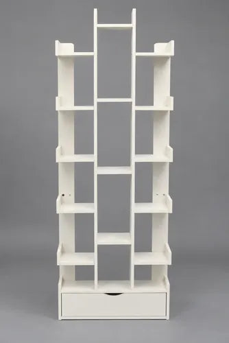Estante Librero Norplat Madera - Estantería Niveles Y Cajón Blanco