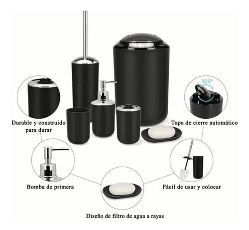 Set De Accesorios Para Baño - 6 Piezas - Norplat Negro