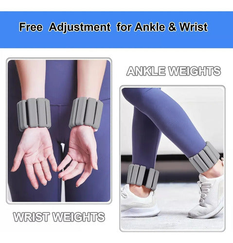 2 Muñequeras Pulsera Silicona Con Peso 450g C/u - Norplat Negro