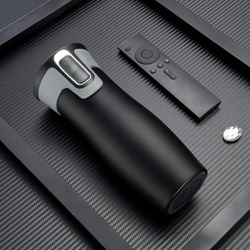 Vaso Mug Cukin Vaso Térmico 420 Ml - Autosellante Y Bloqueo Plateado Liso