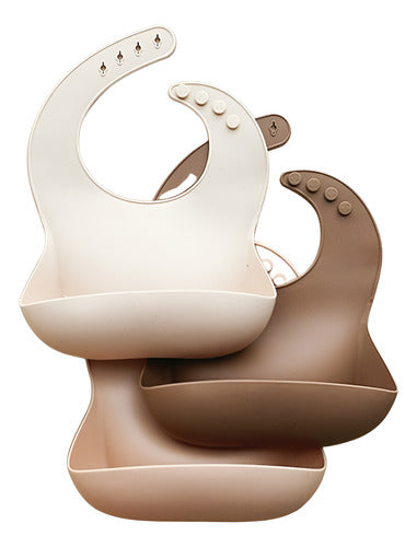 Babero De Silicona Sin Bpa Premium Resistente Agua - Norplat Beige Beige Talla Unica