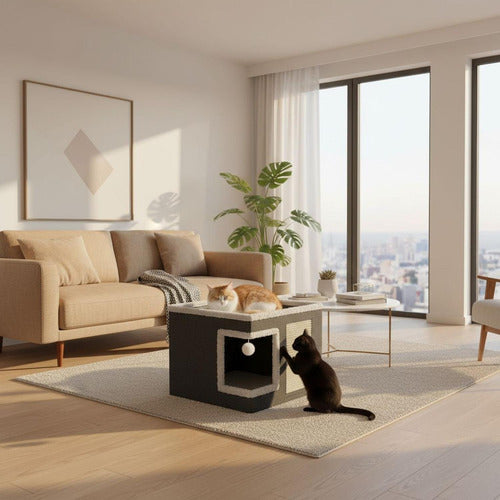 Casa Cama Iglu Gato Plegable + 2 Cojines Y Pompon - Norplat Gris Oscuro Iglú