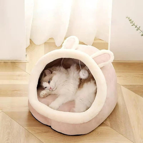 Casa Cama Plush Iglú Nido Mascota Perro Gatos - Wuf Rosa Claro 02