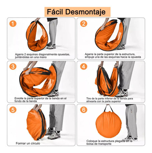 Norplat Carpa Vestidor Portatil Camping Ventana Ducha Baño Naranja