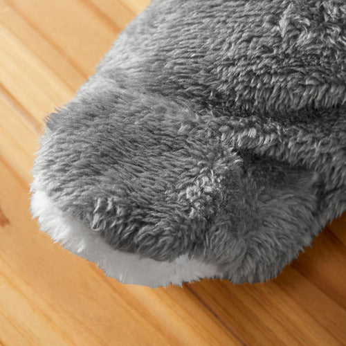 Pijama Polar Bebe Termico Norplat Enterito Orejitas Osito Gris Oscuro Liso 3 A 6 Meses