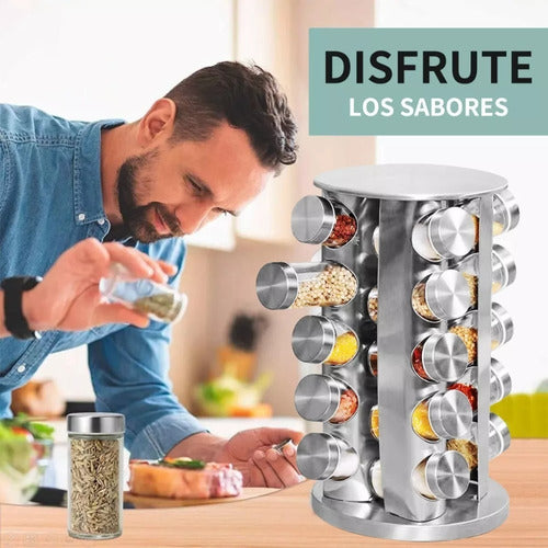 Condimenteros Especiero Giratorio Cocina 20 Frascos - Cukin Plateado