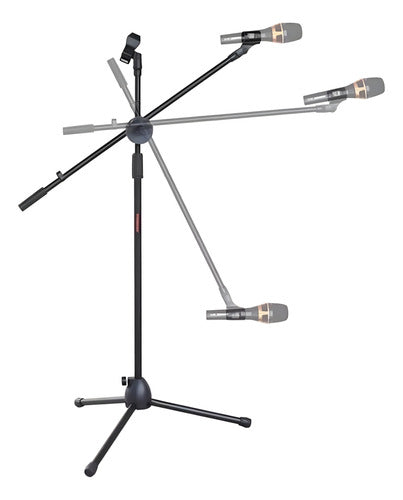 Atril Microfono Pedestal Boom Ajustable Profesional Norplat Negro