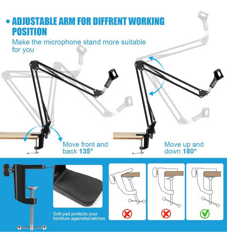 Soporte Brazo Micrófono Norplat Tiktok Estudio Grabación Negro