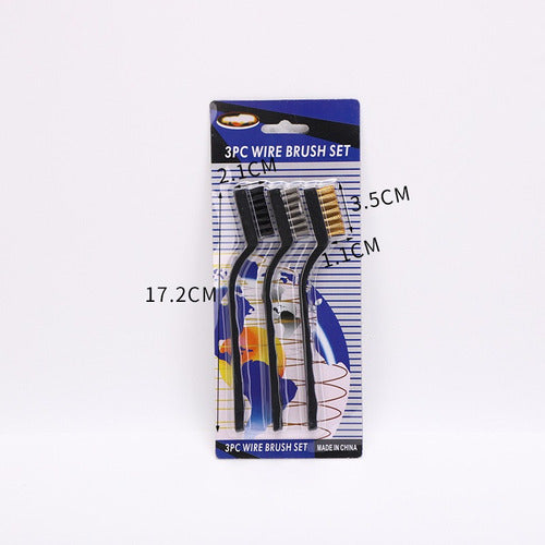 Set 3 Cepillos Limpieza Accesorios Hogar Oxido Auto Negro