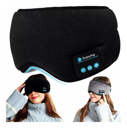 Antifaz Audífonos Bluetooth Inalámbricos Para Dormir Estéreo Negro Liso