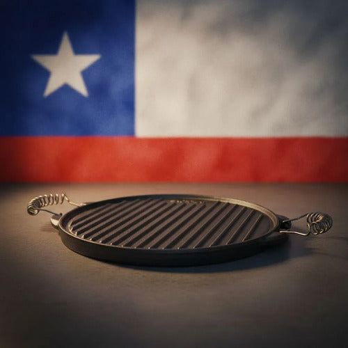 Plancha Churrasquera Reversible Hierro Fundido 32cm Norplat Negro