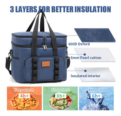 Bolso Cooler 24 Litros Termico Multi Compartimientos Norplat Azul
