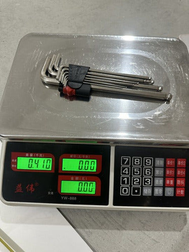 Set Juego De 9 Llaves Allen Hexagonal Cromo Vanadio Norplat