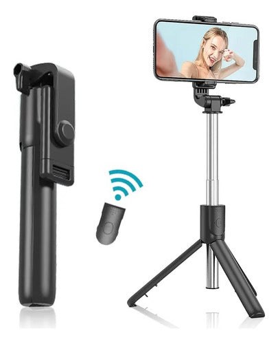 Palo Selfie Stick Trípode Baston Extensible Bluetooth TriPod Negro