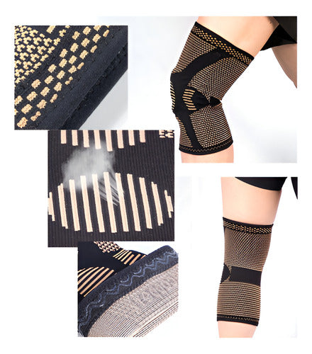 2 Rodilleras Deportiva Ortopédica Compresion Cobre - Norplat Negro M