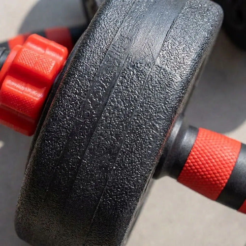 Set Norplat 2 Mancuernas + Barra + 20kg Discos Pesas Rojo Negro