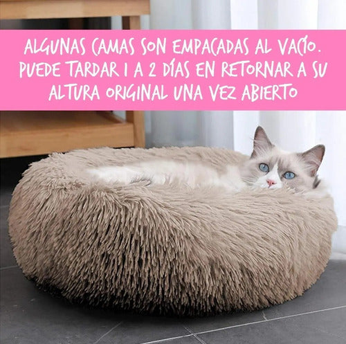 Cama Antiestrés Peluda Para Perros Y Gatos 60cm L Originales Gris