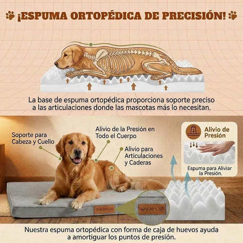 Cama Colchon Ortopedico Norplat 90cm Xxl - Perro Antiestres  Gris Claro Ortopédico