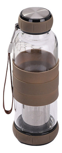 Botella Infusor Vidrio 550cc Difusor Te Bpa-free - Norplat Marrón
